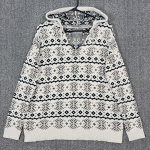 Natural Reflections Hooded Sweater Womens Large Fair Isle Cozy Pullover Hoodie